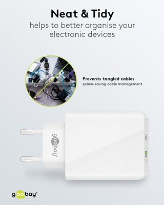 Nabíjačka USB 230V 2port, 2xUSB A, 28W, Quick Charge 3.0, biela