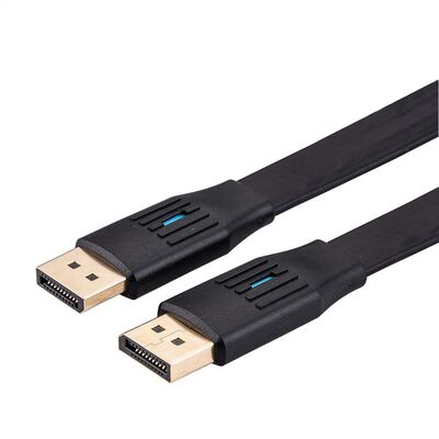 Kábel DisplayPort M/M 5m, 8K@60Hz, DP v1.4, 32.4Gbit/s, čierny, pozl. konektor, plochý