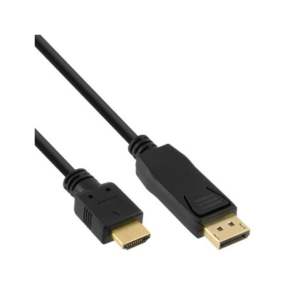 Kábel DisplayPort na HDMI M/M 0.3m, jednosmerný, max. 4K@30Hz, audio, čierny, pozl. konektor