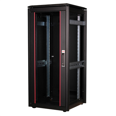 19" Rack na podlahu 26U, 1342x600x600mm (HxWxD), PRO, sklenené dvere, čierny