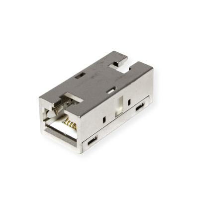 Spojka RJ45, cat.6a, tienená, kovová Gigabit, Slim