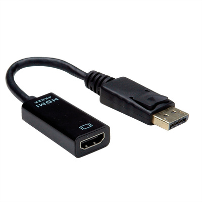 Adaptér DisplayPort na HDMI M/F, 4K@30Hz (DP 1.2, HDMI 1.4), 15cm, čierny