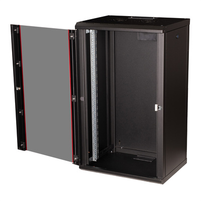 19" Rack na stenu 20U, čierny, 996x600x450mm (HxWxD), RAL9005, PRO, odnímateľné bočnice