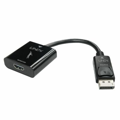 Adaptér DisplayPort/HDMI M/F, 15cm čierny, DP ver. 1.2 (4K) aktívny