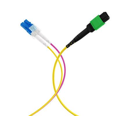 Fiber kábel MTP/APC (F)- 6x LC Duplex (M), 15m OS2(9/125µm), LSOH, 3mm, Trunk Cable, žltý