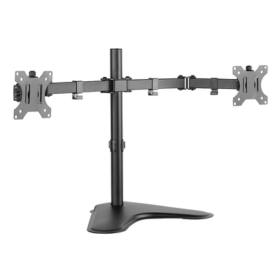 Držiak pre 2x monitor na stôl, na podstavci, max 8kg, rameno 399mm, VESA75/100, čierny