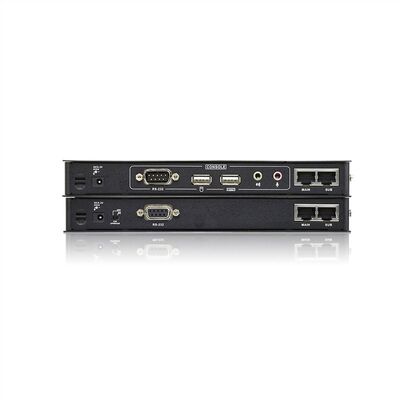 Predĺženie KVM cez 2xTP do 60m, DVI-D, USB, RS-232, Audio (3.5mm jack), DUAL VIEW