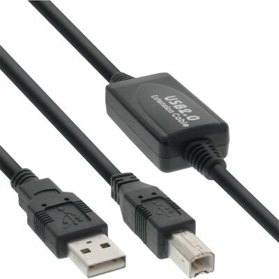 Kábel USB 2.0 A-B M/M 10m, High Speed, čierny, AKTÍVNY