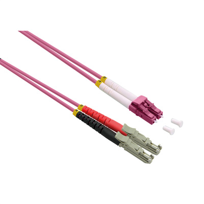 Fiber kábel LC-E2000, 0.5m Duplex OM4(50/125µm), LSOH, 3mm, fialový