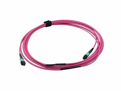 Fiber kábel MPO-MPO, 5m Duplex OM4(50/125µm), LSOH, 4.5mm, Trunk Cable, fialový
