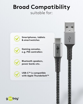 Kábel USB 2.0 Typ C AM/CM 1m, High Speed, Power Delivery 60w 20V3A, čierny/sivý