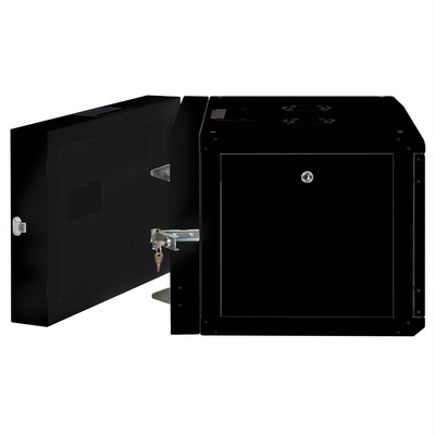 19" Rack na stenu 7U, čierny, 418x600x600mm (HxWxD), RAL9005, PRO, otočný (2-dielny)