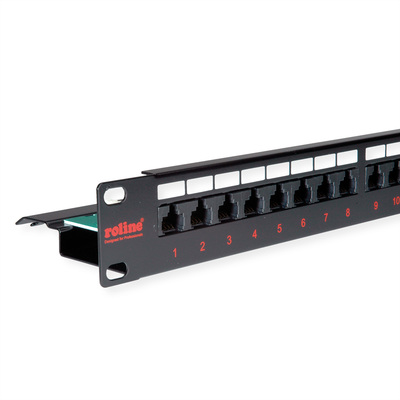 19" Patch panel 24port cat.6, netienený, 1U, čierny