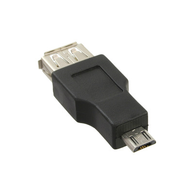 Adaptér USB 2.0, A-Micro-B F/M, 480Mbps, priamy, čierny