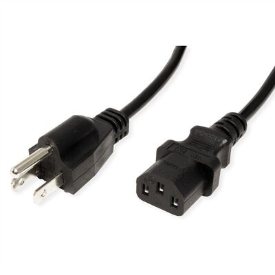 Kábel sieťový 230V, vidlica (NEMA 5-15P) US priama - C13, 1.8m, 0.83mm², 10A, čierny