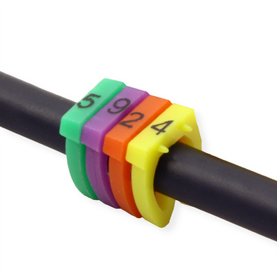 Káblový organizér-rozlišovač/popisovač čísla 0–9 pre priemer od 5mm do 6.5mm, 10 farieb, 100ks/bal