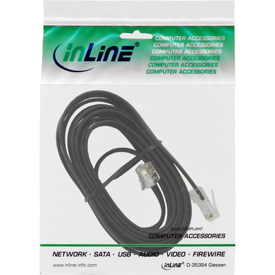 Kábel telefónny RJ12/RJ45, 3m, čierny