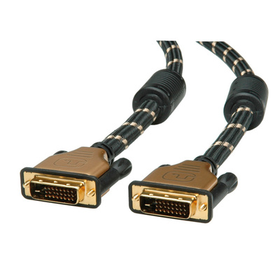 Kábel DVI-D M/M 10m, Dual-Link, 3840x2160@30Hz, HQ s ferrit., čierny, G pozl. Konektor, Gold