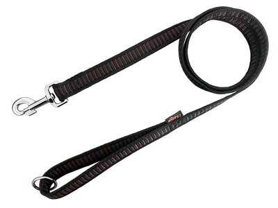 Vodítko na poslušnosť REBRÍK s uškom, 25mm/1.5m, chrómová karabína, popruh, strieborné