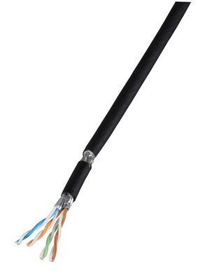 S/FTP (PiMF) lanko PUR 100m cat.7, AWG26, 1000Mhz, 10GBase-T, čierny, meď, ProFlex, vonkajší