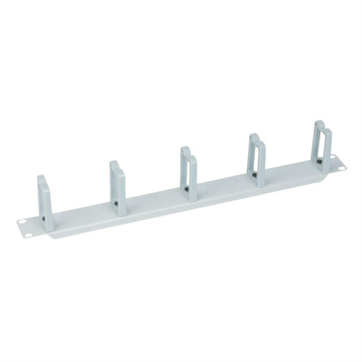 19" Panel vyväzovací, organizér, lišta 5x oko (Typ C) 80mm, 1U, oceľ/plast, sivý