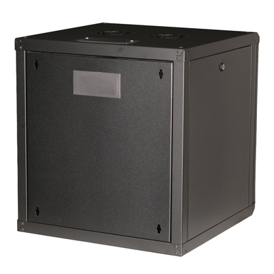 19" Rack na stenu 12U, čierny, 640x600x600mm (HxWxD), RAL9005, PRO, odnímateľné bočnice
