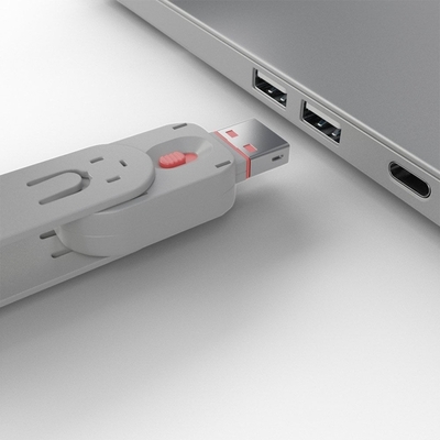 USB Port Blocker, 1 x kľúč, 4x zámok USB-A, ružový
