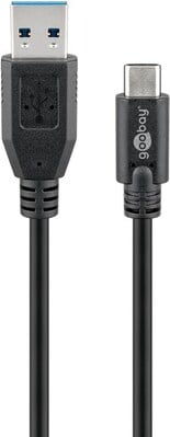 Kábel USB 3.2 Gen 1, AM/CM Typ C 3m, 5Gbps, čierny