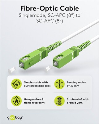Fiber kábel SC/APC-SC/APC, 2m Simplex OS2(9/125µm), LSOH, 3mm, Kábel pre Orange a Magio, biely