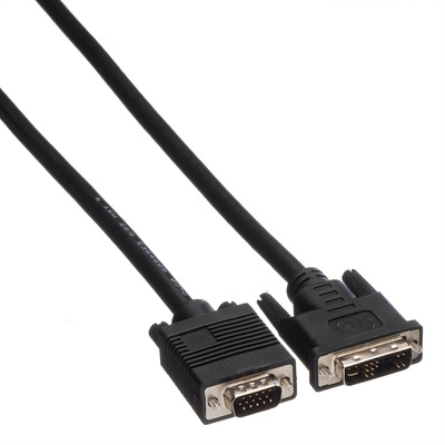 Kábel DVI-A/VGA M/M 2m, tienený, prepojovací, čierny