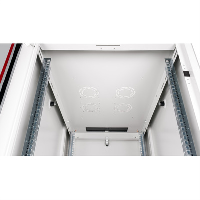 19" Rack na podlahu 42U, 2010x600x1000mm (HxWxD), BASIC, sklenené dvere, sivý