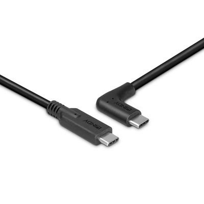 Kábel USB 3.2 Gen 2, Typ C CM/CM 1.5m, 10Gbps, PD 60w 20V3A, čierny, uhľový 90°