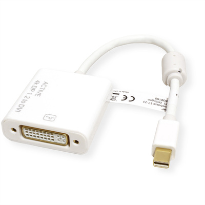 Adaptér mini DisplayPort na DVI-I M/F, 15cm biely