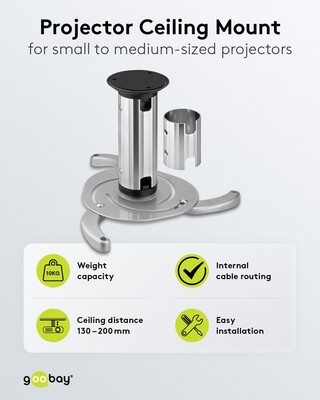 Držiak pre projektor, stropný, max 10kg, dĺžka 130-200mm, max rozteč 320mm, sivý
