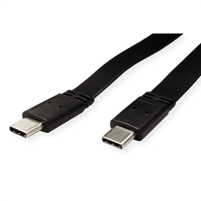 Kábel USB 4 Gen 3x2, Typ C CM/CM 0.5m, 40Gbps, PD 100w 20V5A, čierny, plochý