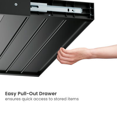 Zásuvka pod stôl, stredná veľkosť, 428 x 270 x 65 mm (WxDxH), max. 10kg, čierna