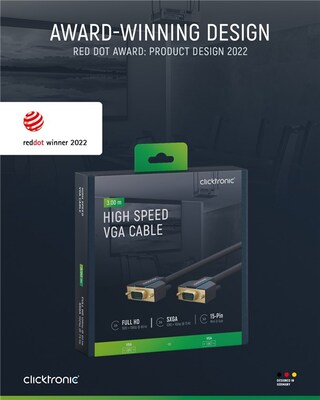 Kábel VGA M/M 3m, prepojovací, tienený, DDC, ferrit, HQ, modrý, pozl. konektor, Clicktronic