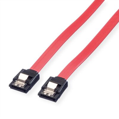 Kábel SATA III M/M 1m, clip, 6 Gbit/s, červený