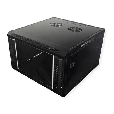 19" Rack na stenu 6U, čierny, 368x600x600mm (HxWxD), odnímateľné bočnice