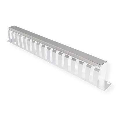 19" Panel vyväzovací, organizér, lišta s krytkou, 60mm, oceľ, 1U, sivý