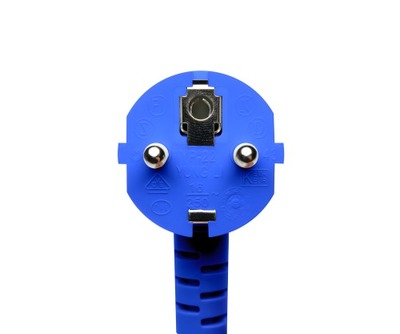 Kábel sieťový 230V, vidlica (CEE7/7) lomená - C13, 1m, 0.75mm², 10A, modrý