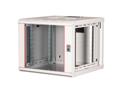 19" Rack na stenu 9U, sivý, 505x600x600 mm (HxWxD), RAL7035, PRO, odnímateľné bočnice
