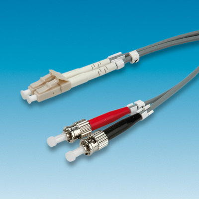 Fiber kábel LC-ST, 1m Duplex OM2(50/125µm), sivý§§