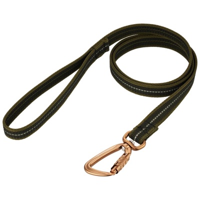Vodítko s uškom pogumované, 19mm/1.2m, hlníková karabína s poistkou, olivovo zelené, HS