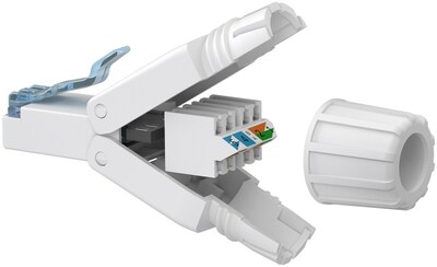 Konektor 8/8 RJ45 cat.6a, UTP 10Gbit, na drôt, montáž bez klieští AWG 22-24, biely skrutkovací