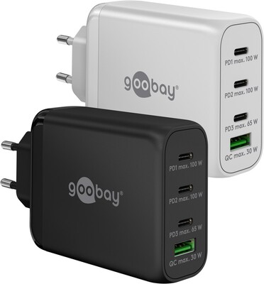 Nabíjačka USB 230V 4port, 1xUSB A, 3xUSB Typ C, 100W, Power Delivery, GaN, biela