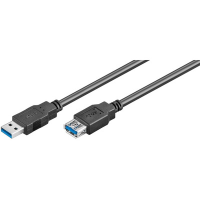 Kábel USB 3.0 A-A M/F 1.8m, Super Speed, čierny