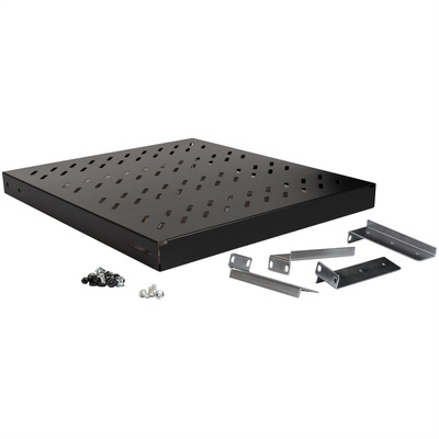 19" Polica 500mm, max. 50kg, 1U, sada skrutiek a podložiek v balení, čierna