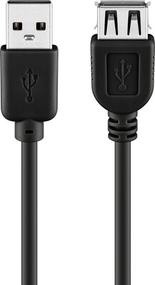 Kábel USB 2.0 A-A M/F 0.6m, High Speed, predlžovací, čierny