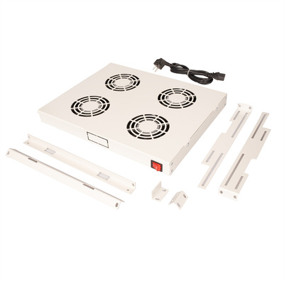 19" Ventilačná jednotka, 4 vetráky, 1U, ON/OFF, sivá